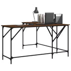 vidaXL Bureau chêne marron, bois d'ingénierie, pieds réglables, moyen