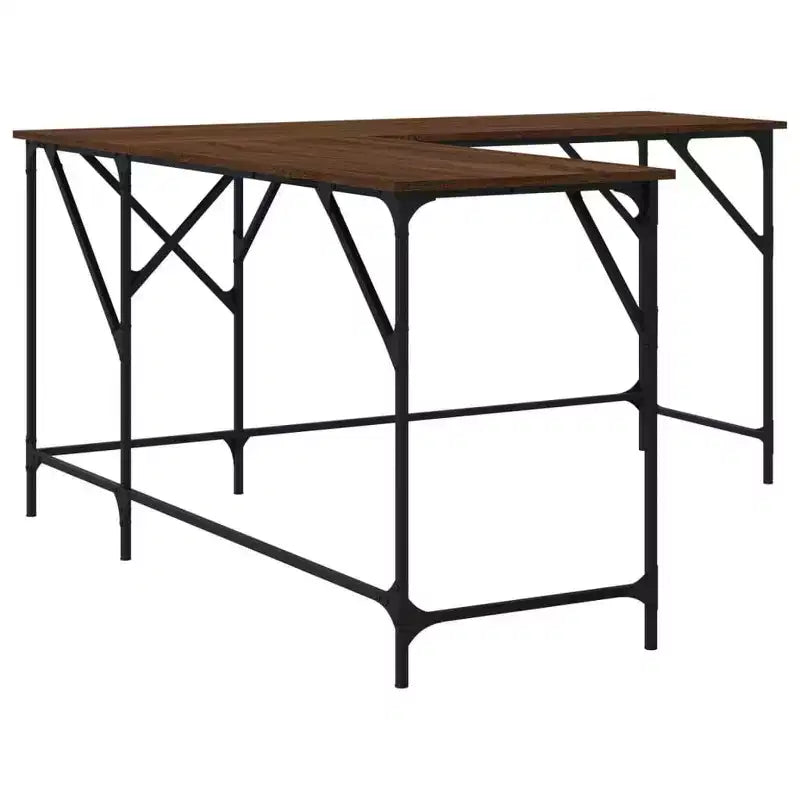 vidaXL Bureau chêne marron, bois d'ingénierie, pieds réglables, moyen