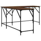 vidaXL Bureau chêne marron, bois d'ingénierie, pieds réglables, moyen