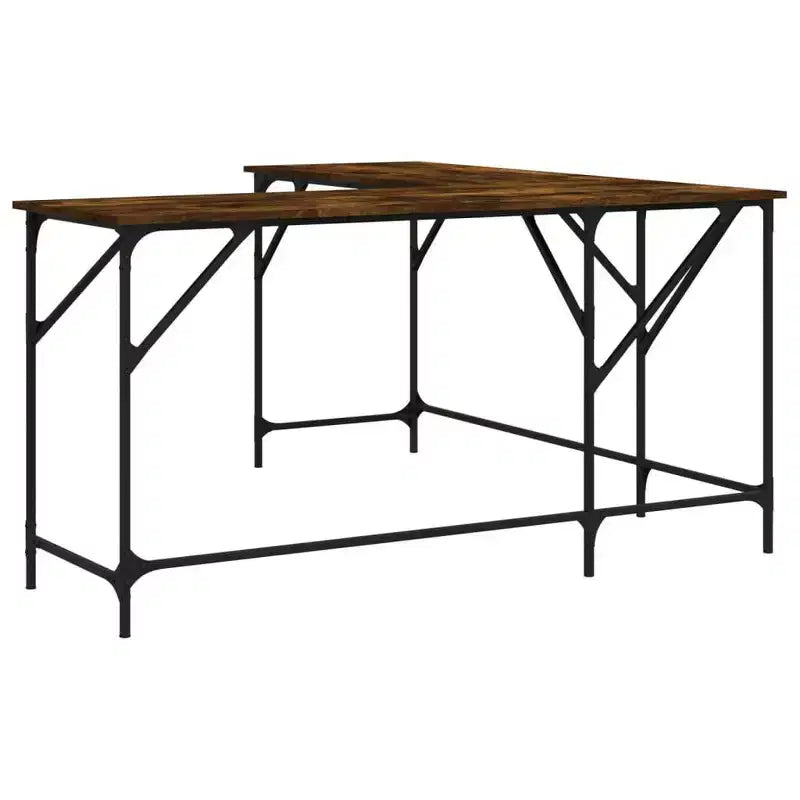 vidaXL Bureau chêne marron, bois d'ingénierie, pieds réglables, moyen