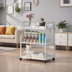 Meuble de rangement 3 niveaux VECELO, grand support d'imprimante avec station de recharge, chariot de rangement roulant avec roues pour bureau ou salon, blanc