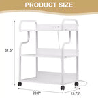Meuble de rangement 3 niveaux VECELO, grand support d'imprimante avec station de recharge, chariot de rangement roulant avec roues pour bureau ou salon, blanc