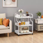 Meuble de rangement 3 niveaux VECELO, grand support d'imprimante avec station de recharge, chariot de rangement roulant avec roues pour bureau ou salon, blanc
