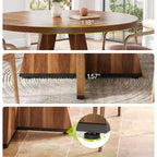 Table à manger ronde, convient pour 4 à 6 personnes, plateau de 119 cm avec une base en bois, idéale pour la salle à manger, la cuisine et le salon