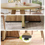 Table à manger ronde, convient pour 4 à 6 personnes, plateau de 119 cm avec une base en bois, idéale pour la salle à manger, la cuisine et le salon