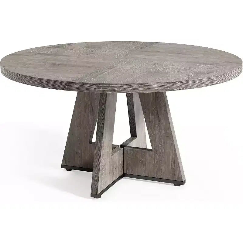 Table à manger ronde, convient pour 4 à 6 personnes, plateau de 119 cm avec une base en bois, idéale pour la salle à manger, la cuisine et le salon