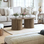 Table basse oblongue cannelée Galano avec base ronde 39,2 L 19,5 P 14,9 H