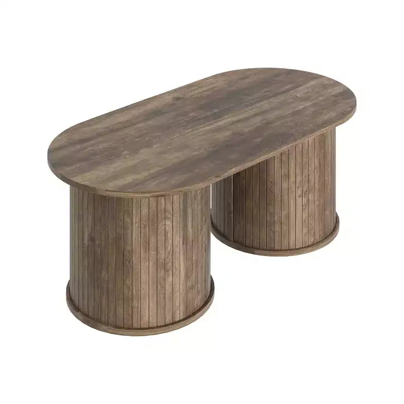 Table basse oblongue cannelée Galano avec base ronde 39,2 L 19,5 P 14,9 H