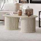 Table basse oblongue cannelée Galano avec base ronde 39,2 L 19,5 P 14,9 H