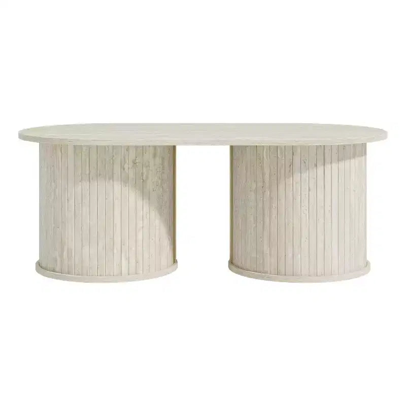 Table basse oblongue cannelée Galano avec base ronde 39,2 L 19,5 P 14,9 H