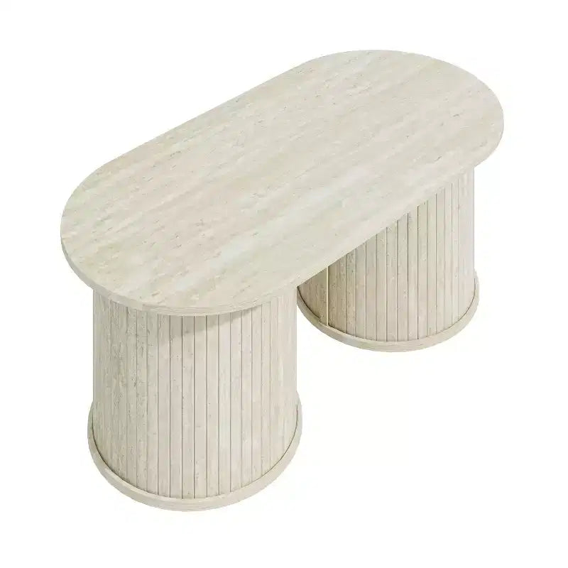 Table basse oblongue cannelée Galano avec base ronde 39,2 L 19,5 P 14,9 H