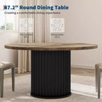 Acekool Table à manger ronde 47 pouces pour 4-6 personnes, Table de cuisine industrielle avec base piédestal en métal ondulé pour salle à manger
