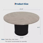 Acekool Table à manger ronde 47 pouces pour 4-6 personnes, Table de cuisine industrielle avec base piédestal en métal ondulé pour salle à manger