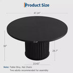 Acekool Table à manger ronde 47 pouces pour 4-6 personnes, Table de cuisine industrielle avec base piédestal en métal ondulé pour salle à manger