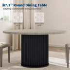 Acekool Table à manger ronde 47 pouces pour 4-6 personnes, Table de cuisine industrielle avec base piédestal en métal ondulé pour salle à manger