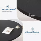 Acekool Table à manger ronde 47 pouces pour 4-6 personnes, Table de cuisine industrielle avec base piédestal en métal ondulé pour salle à manger