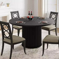 Acekool 47 Round Dining Table for 4-6, Industrial Kitchen Table with Waveform Metal Pedestal Base for Dining Room