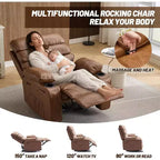 Fauteuil inclinable électrique Acekool Power en PU, large assise avec massage, chaleur et porte-gobelet pour chambre à coucher