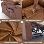 Fauteuil inclinable électrique Acekool Power en PU, large assise avec massage, chaleur et porte-gobelet pour chambre à coucher