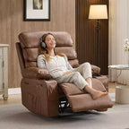 Fauteuil inclinable électrique Acekool Power en PU, large assise avec massage, chaleur et porte-gobelet pour chambre à coucher