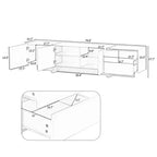 Meuble TV moderne TUYOHW avec surface UV haute brillance pour téléviseurs jusqu'à 80 pouces, meuble de divertissement avec 3 armoires et 2 tiroirs, noir