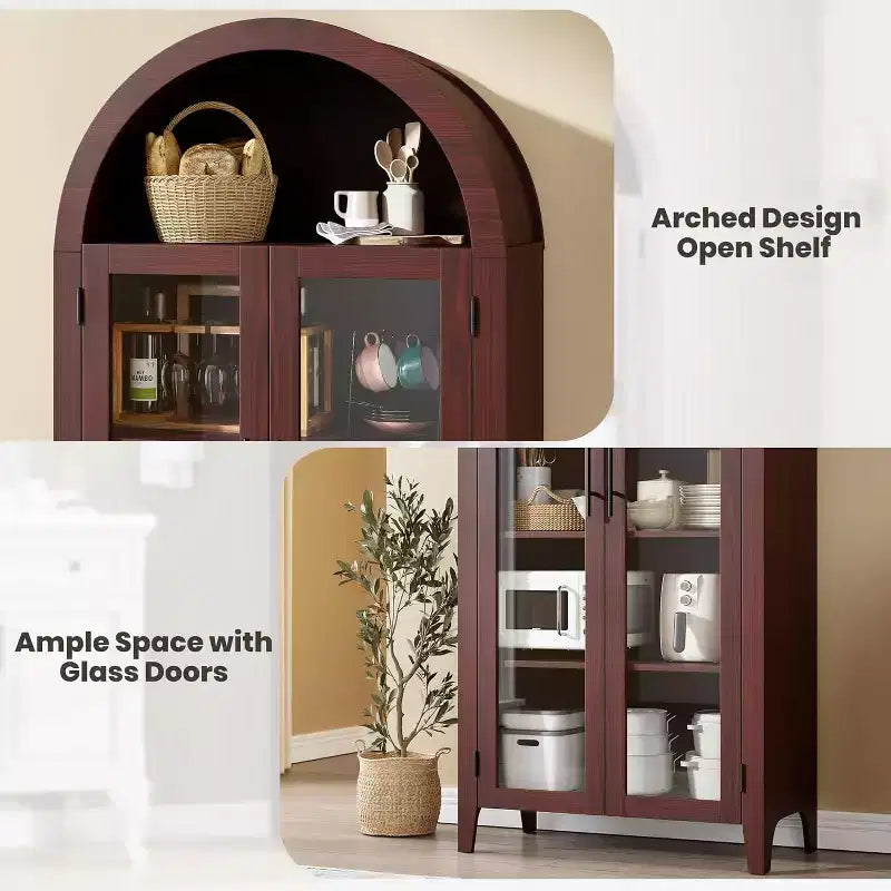 Acekool Meuble de Rangement en Verre Trempé avec Portes Vitrées et Étagère Réglable pour Entrée