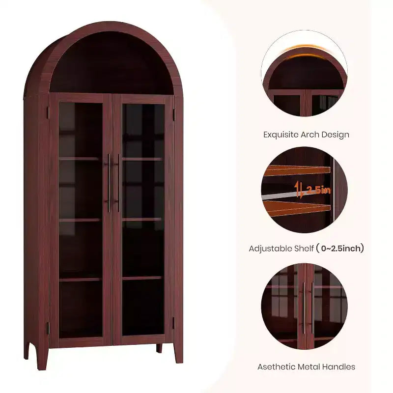 Acekool Meuble de Rangement en Verre Trempé avec Portes Vitrées et Étagère Réglable pour Entrée