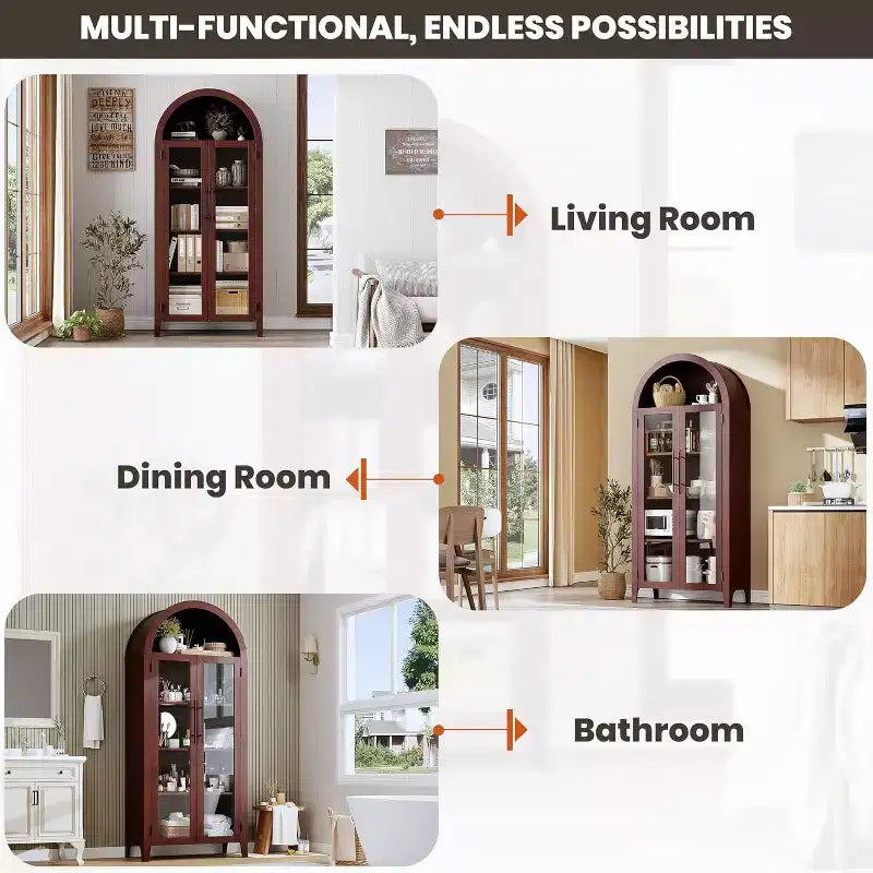 Acekool Meuble de Rangement en Verre Trempé avec Portes Vitrées et Étagère Réglable pour Entrée
