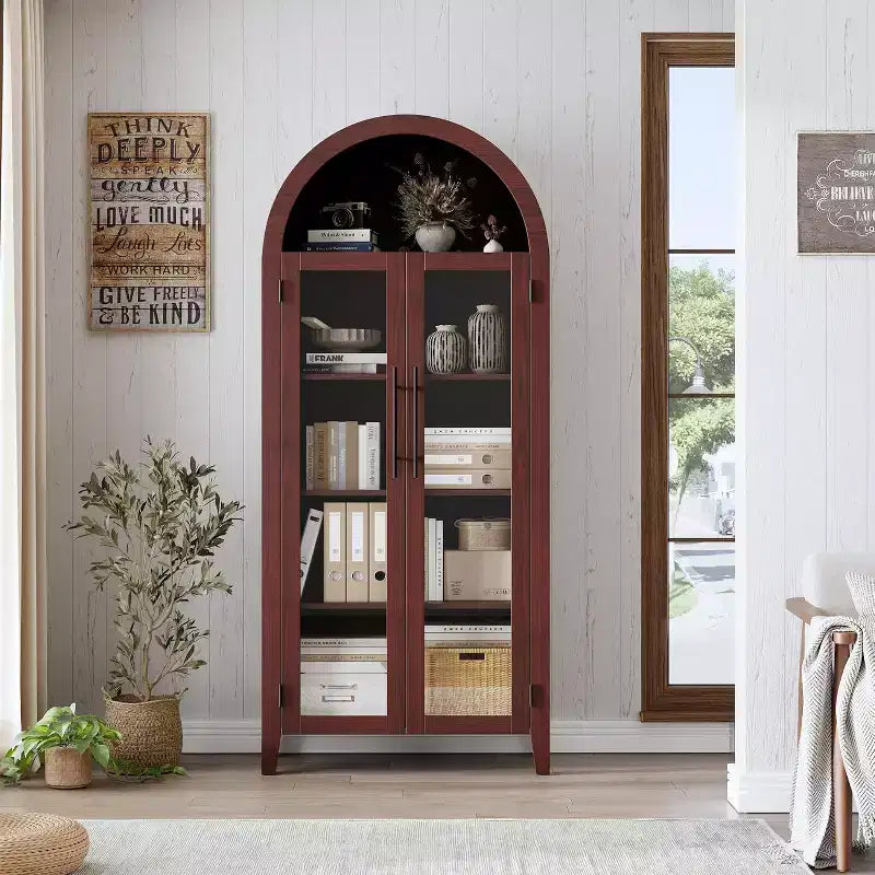 Acekool Meuble de Rangement en Verre Trempé avec Portes Vitrées et Étagère Réglable pour Entrée
