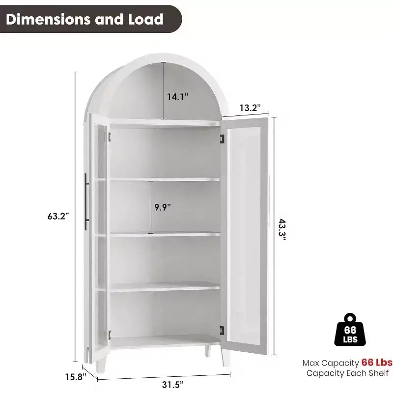 Acekool Meuble de Rangement en Verre Trempé avec Portes Vitrées et Étagère Réglable pour Entrée