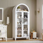 Acekool Meuble de Rangement en Verre Trempé avec Portes Vitrées et Étagère Réglable pour Entrée