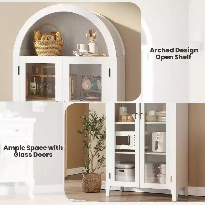 Acekool Meuble de Rangement en Verre Trempé avec Portes Vitrées et Étagère Réglable pour Entrée