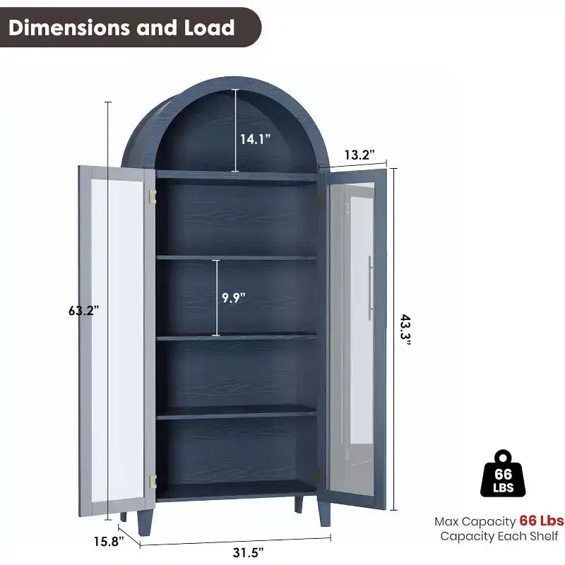 Acekool Meuble de Rangement en Verre Trempé avec Portes Vitrées et Étagère Réglable pour Entrée