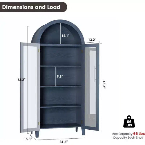 Acekool Meuble de Rangement en Verre Trempé avec Portes Vitrées et Étagère Réglable pour Entrée