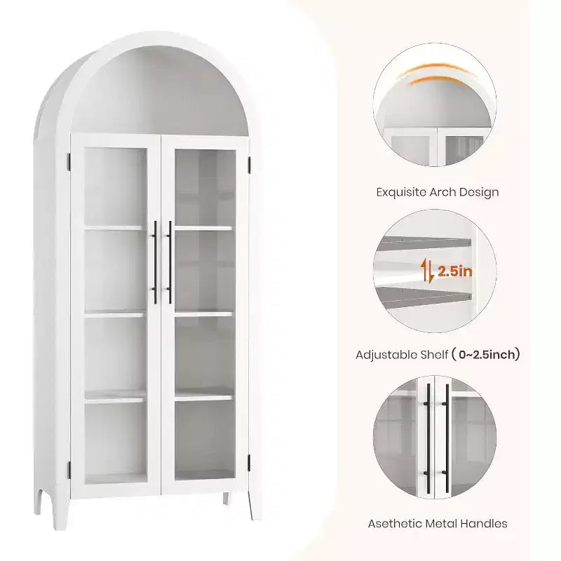 Acekool Meuble de Rangement en Verre Trempé avec Portes Vitrées et Étagère Réglable pour Entrée
