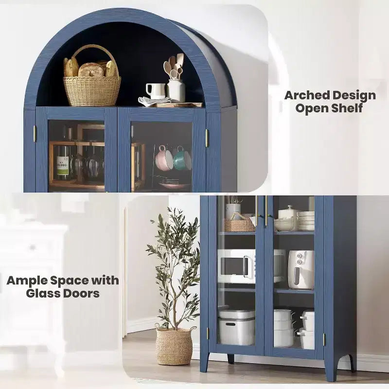 Acekool Meuble de Rangement en Verre Trempé avec Portes Vitrées et Étagère Réglable pour Entrée