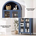 Acekool Meuble de Rangement en Verre Trempé avec Portes Vitrées et Étagère Réglable pour Entrée