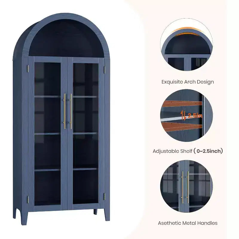 Acekool Meuble de Rangement en Verre Trempé avec Portes Vitrées et Étagère Réglable pour Entrée