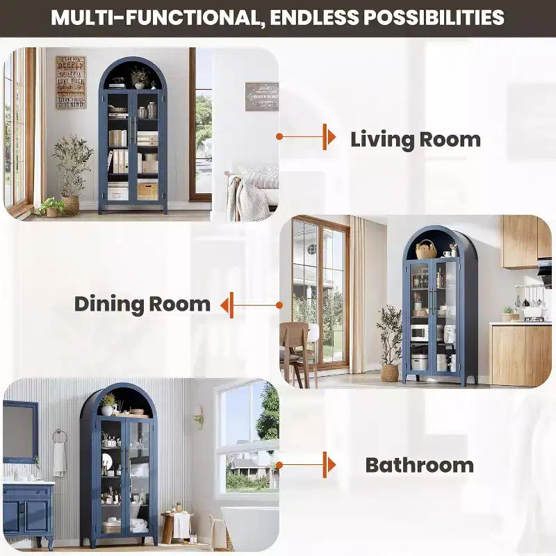 Acekool Meuble de Rangement en Verre Trempé avec Portes Vitrées et Étagère Réglable pour Entrée