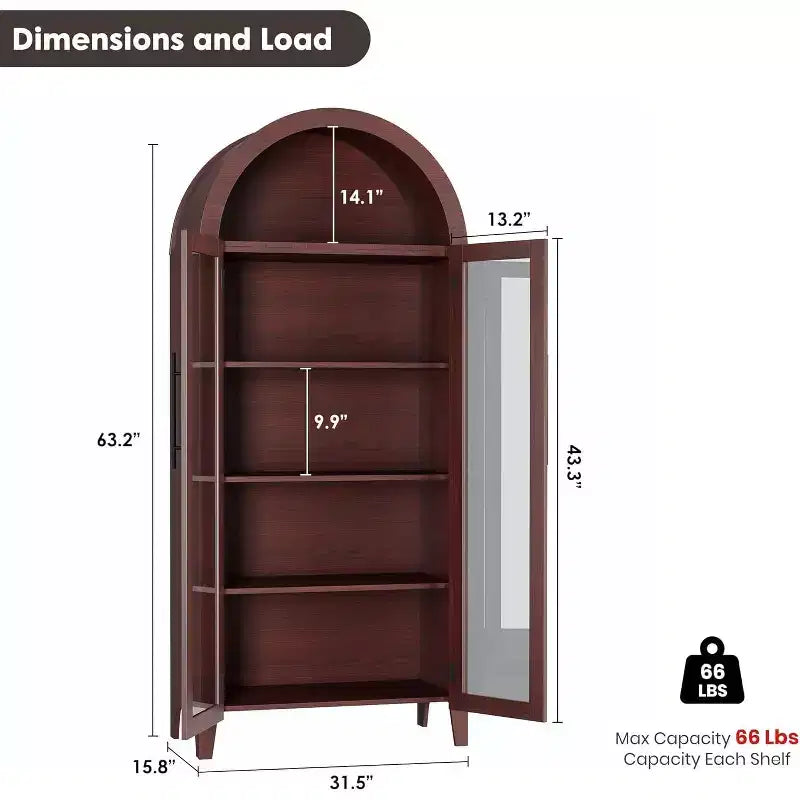 Acekool Meuble de Rangement en Verre Trempé avec Portes Vitrées et Étagère Réglable pour Entrée