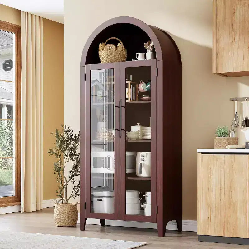 Acekool Meuble de Rangement en Verre Trempé avec Portes Vitrées et Étagère Réglable pour Entrée