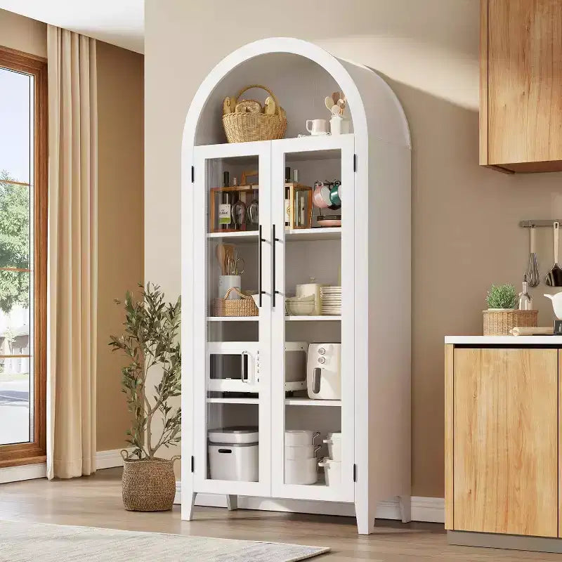 Acekool Meuble de Rangement en Verre Trempé avec Portes Vitrées et Étagère Réglable pour Entrée