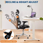 Chaise de bureau ergonomique Acekool en maille à dossier haut, accoudoirs 4D, soutien lombaire et profondeur d'assise réglables, bureau à domicile