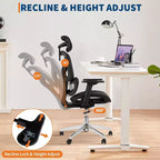 Chaise de bureau ergonomique Acekool en maille à dossier haut, accoudoirs 4D, soutien lombaire et profondeur d'assise réglables, bureau à domicile