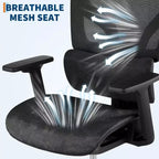 Chaise de bureau ergonomique Acekool en maille à dossier haut, accoudoirs 4D, soutien lombaire et profondeur d'assise réglables, bureau à domicile