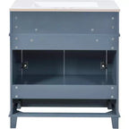 Meuble-lavabo de salle de bain blanc de 30 pouces avec lavabo, armoire de lavabo de 30 pouces avec rangement et tiroir inférieur, cadre en bois massif, comptoir encastré