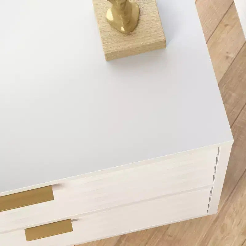 Table d'appoint moderne en bois à deux tiroirs Rowan GDFStudio