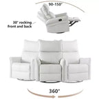 Fauteuil inclinable à bascule avec poches latérales, rotation à 360°, canapé inclinable, fauteuil pivotant de lecture pour salon, salle de cinéma, chambre, gris clair