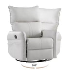 Fauteuil inclinable à bascule avec poches latérales, rotation à 360°, canapé inclinable, fauteuil pivotant de lecture pour salon, salle de cinéma, chambre, gris clair