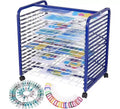 An Art Drying Rack with 4 Lockable Wheels and Detachable Shelves, Suitable for Studios, Art Rooms, Handicraft Rooms and Tabletops, Black